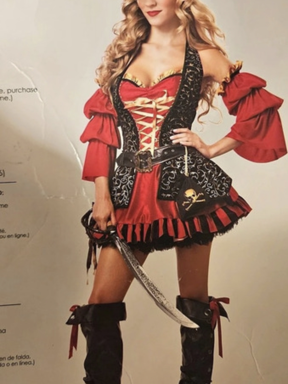 California Costumes Spanish Pirate Costume Red & Black Size XL NEW